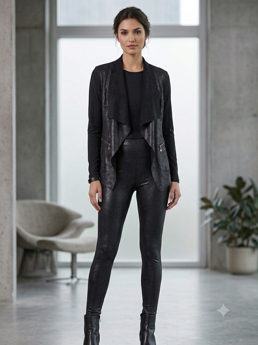 Aerie Black Faux Leather Leggings XS